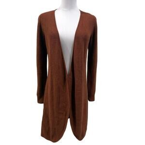 Abercrombie & Fitch Long Ribbed Cardigan Rust Orange Small Cozy Fall Casual Chic